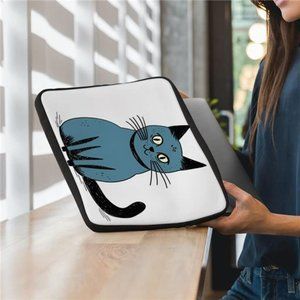 Cat Doodle Art 2-Sided Print Mac Book Pro 14" Sleeve - Funny Cat Laptop Sleeve